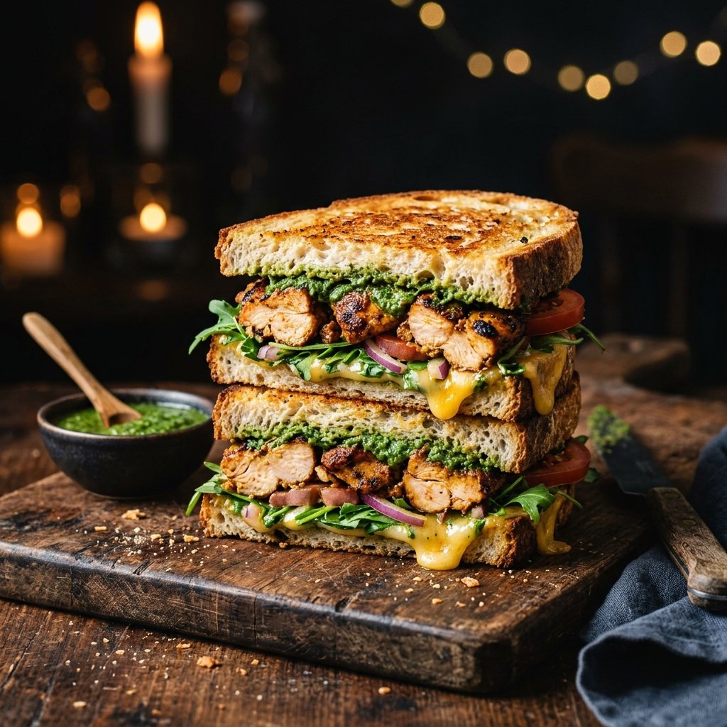 Gourmet Chicken Tikka Sandwich half cut